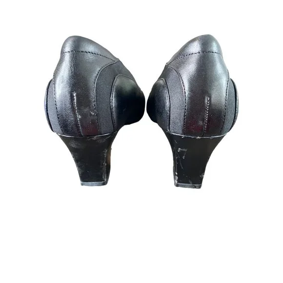 NATURALIZER WOMEN'S BLACK LEATHER AND FABRIC SLIP-ON PUMPS SZ 8.5 - Picture 7 of 7